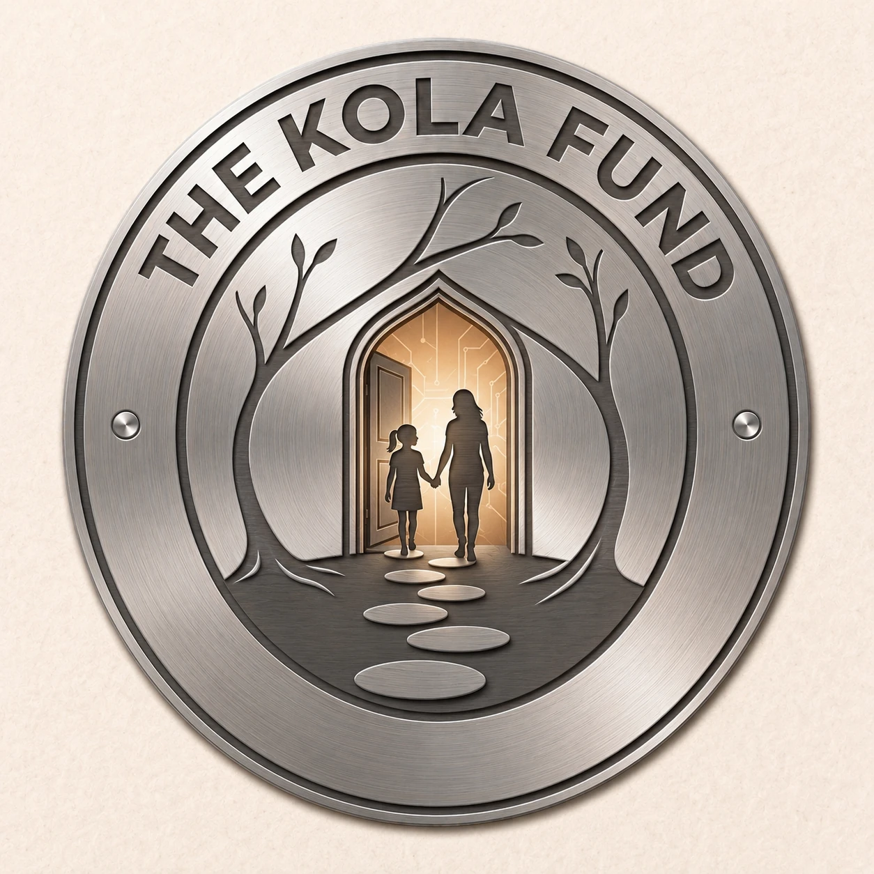 The KOLA Fund logo: an adult and child walking through an illuminated doorway.